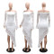 New strapless dress similar to irregular dress, solid color long skirt for women