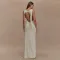 Summer round neck backless dress, fashionable sleeveless pleated slit slim fit dress