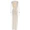Summer round neck backless dress, fashionable sleeveless pleated slit slim fit dress