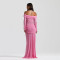 Twisted one shoulder chiffon long dress cross-border sexy exposed navel pleated dress