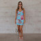 New Spicy Girl Summer Strap Bag Hip Skirt Deep V Mesh Printed Untrimmed Slimming Women's Beach Skirt