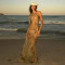 Summer new leopard print dress sexy perspective slanted shoulder single sleeve slim fit spicy girl long skirt