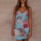 New Spicy Girl Summer Strap Bag Hip Skirt Deep V Mesh Printed Untrimmed Slimming Women's Beach Skirt