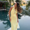 Summer style hanging neck deep V-long skirt cross-border fashion sexy exposed backpack hip dress