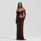 Twisted one shoulder chiffon long dress cross-border sexy exposed navel pleated dress
