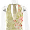New neck hanging printed long skirt for women, fashionable and sexy, backless, high slit irregular dress