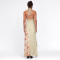 New neck hanging printed long skirt for women, fashionable and sexy, backless, high slit irregular dress