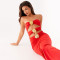 Ladies' sexy hollow out dress with a one neck metal flower, spicy girl slim fit long skirt