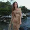 Summer new leopard print dress sexy perspective slanted shoulder single sleeve slim fit spicy girl long skirt