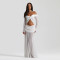Twisted one shoulder chiffon long dress cross-border sexy exposed navel pleated dress