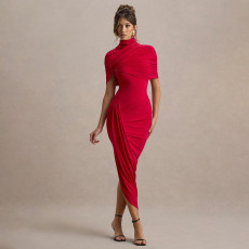 New hot selling temperament slim fit pleated dress, fashionable and sexy backless and hip hugging women's long skirt