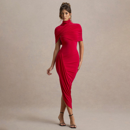 New hot selling temperament slim fit pleated dress, fashionable and sexy backless and hip hugging women's long skirt