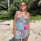 New Spicy Girl Summer Strap Bag Hip Skirt Deep V Mesh Printed Untrimmed Slimming Women's Beach Skirt