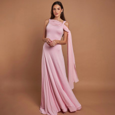 Spring and summer hot selling temperament ribbon square neck long skirt, fashionable and sexy women's sleeveless dress
