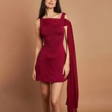 2025 foreign trade spring and summer style temperament square collar ribbon short skirt fashionable hot selling sexy sleeveless dress