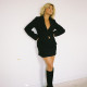New hot selling suit short skirt set, fashionable and sexy foreign trade V-neck long sleeved cardigan two-piece set