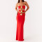 Ladies' sexy hollow out dress with a one neck metal flower, spicy girl slim fit long skirt