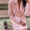New hot selling suit short skirt set, fashionable and sexy foreign trade V-neck long sleeved cardigan two-piece set