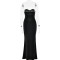Ladies' sexy hollow out dress with a one neck metal flower, spicy girl slim fit long skirt