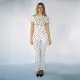 Women's polka dot two-piece sexy round neck short sleeved slightly flared pants casual suit for women