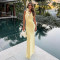 Summer style hanging neck deep V-long skirt cross-border fashion sexy exposed backpack hip dress
