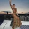 Summer new leopard print dress sexy perspective slanted shoulder single sleeve slim fit spicy girl long skirt