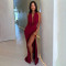 2025 Summer Swinging Collar Hanging Neck Bareback Sexy Split Dress Long Dress