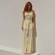 Temperament Hanging Neck Lace Long Dress Fashionable and Sexy Sleeveless Bareback Slimming Dress for Women