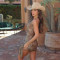 Summer new leopard print dress sexy perspective slanted shoulder single sleeve slim fit spicy girl long skirt