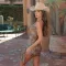 Summer new leopard print dress sexy perspective slanted shoulder single sleeve slim fit spicy girl long skirt