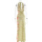 New neck hanging printed long skirt for women, fashionable and sexy, backless, high slit irregular dress