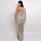 New One Shoulder Elegant Dress with Slant Collar, Slim Fit, Glitter Evening Dress, Fashionable and Sexy Women's Wear