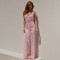 Temperament Hanging Neck Lace Long Dress Fashionable and Sexy Sleeveless Bareback Slimming Dress for Women