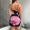 New Spicy Girl Summer Strap Bag Hip Skirt Deep V Mesh Printed Untrimmed Slimming Women's Beach Skirt