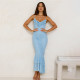 Seasonal hot selling camisole women's dress fashionable and sexy pleated backless fishtail skirt