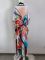 Cotton V-neck printed hoodie for vacation and leisure beach bikini outerwear in 5 colors