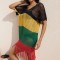 Knitted wide striped tassel cover for vacation and leisure beach bikini outerwear
