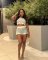 Fashionable and casual summer contrasting knitted shorts short sleeved set