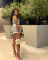 Fashionable and casual summer contrasting knitted shorts short sleeved set