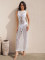 Knitted hollow out long skirt vacation casual beach bikini outer cover shirt