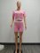 Fashionable and casual summer collar contrasting knitted shorts short sleeved set