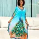 Cotton printed long robe for vacation and leisure beach bikini outerwear
