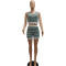 Fashionable and casual summer contrasting knitted shorts short sleeved set