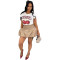 Fashion cross-border source solid color bubble pleated high waisted elastic mini skirt  ONLY SKIRT