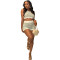 Fashionable and casual summer contrasting knitted shorts short sleeved set