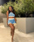 Fashionable and casual summer contrasting knitted shorts short sleeved set