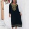 Cotton embroidered long robe for vacation, leisure beach, bikini, outerwear