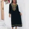 Cotton embroidered long robe for vacation, leisure beach, bikini, outerwear