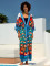 Cotton printed zip tie cardigan for vacation, leisure beach, bikini cover, 3 colors