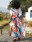 Cotton V-neck printed hoodie for vacation and leisure beach bikini outerwear in 5 colors
